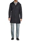 Andrew Marc Men's Smithton Solid Hooded Raincoat In Blue