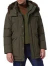 Andrew Marc Tremont Water Resistant Down Quilted Parka With Faux Fur Trim In Forest