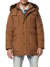 Andrew Marc Tremont Water Resistant Down Quilted Parka With Faux Fur Trim In Sepia