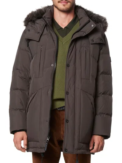 Andrew Marc Men's Tremont Faux Fur Trim Parka In Slate