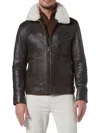 ANDREW MARC MEN'S WALLACK FAUX SHEARLING LEATHER AVIATOR JACKET