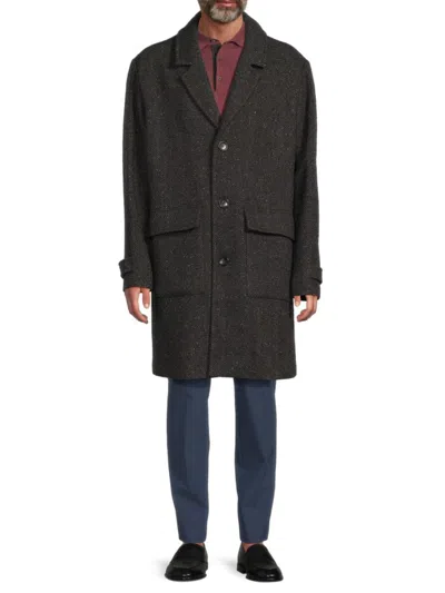 Andrew Marc Men's Wexford Herringbone Wool-blend Overcoat In Brown