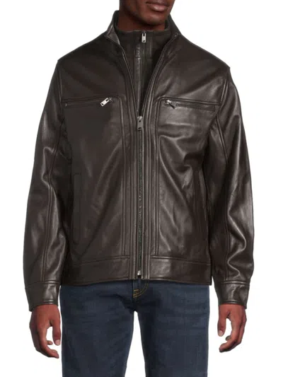 Andrew Marc Men's Winton Leather Jacket In Brown