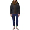 Andrew Marc Mens Colorblock Quilted Puffer Jacket In Blue