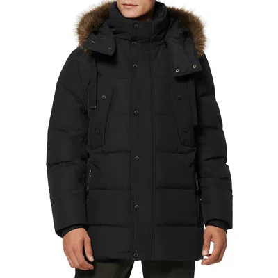 Andrew Marc Mens Quilted Polyester Parka Coat In Black