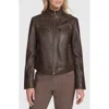 Andrew Marc Mikel Racer Leather Jacket In Brown