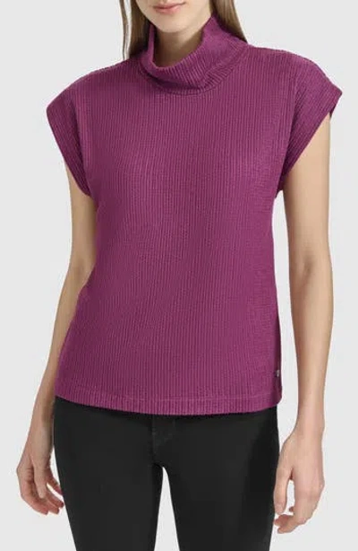 Andrew Marc Mock Neck Cap Sleeve Sweater In Wine