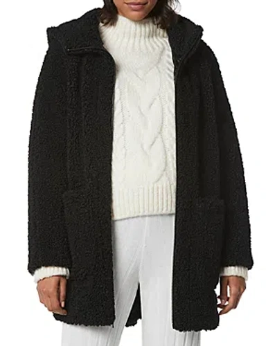 Andrew Marc New York Seneca Hooded Faux Sherpa Parka In Black