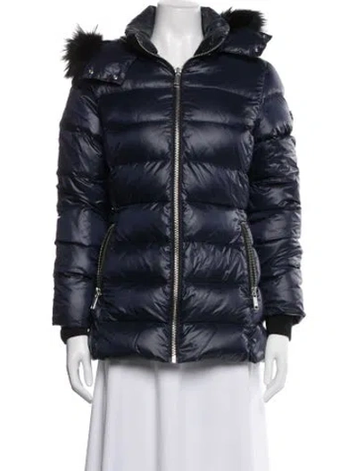 Pre-owned Andrew Marc Nylon Down Jacket In Blue