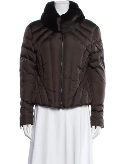 Pre-owned Andrew Marc Nylon Down Jacket In Brown
