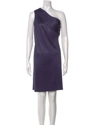 Pre-owned Andrew Marc One-shoulder Mini Dress In Purple