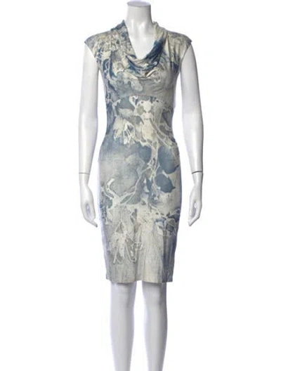 Pre-owned Andrew Marc Printed Knee-length Dress In Blue