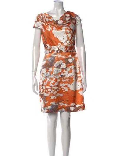 Pre-owned Andrew Marc Printed Knee-length Dress W/ Tags In Orange