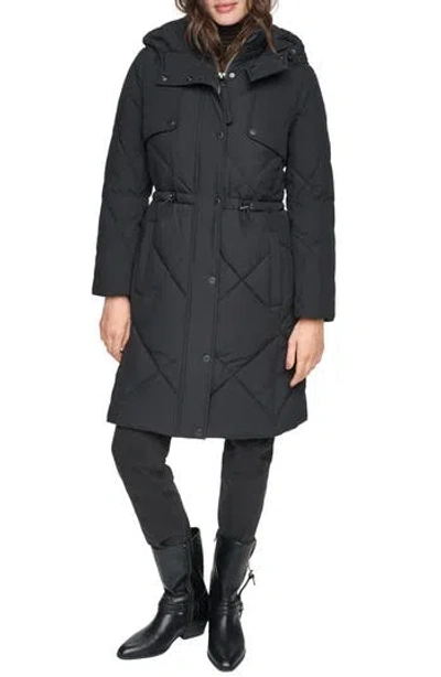Andrew Marc Radzee Hooded Water Resistant Quilted Parka In Black