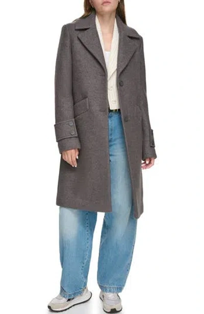 Andrew Marc Regine Pressed Bouclé Wool Blend Coat In Peppercorn