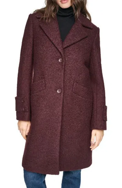 Andrew Marc Regine Pressed Bouclé Wool Blend Coat In Burgundy