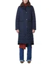 Andrew Marc Rhombus Quilted Long Jacket In Blue