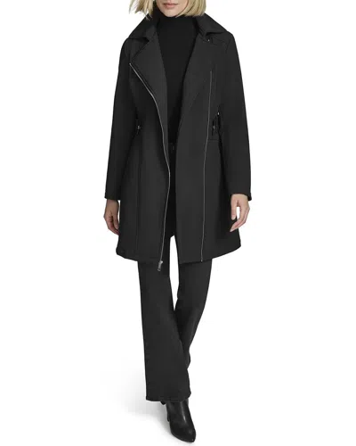 Andrew Marc Saylor Hooded Soft Shell Tailored / Slim Coat In Black