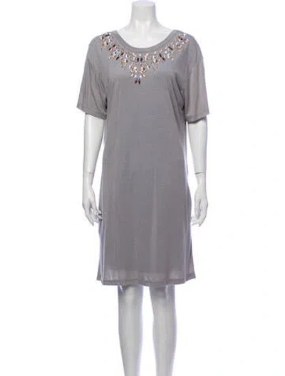 Pre-owned Andrew Marc Scoop Neck Knee-length Dress In Gray