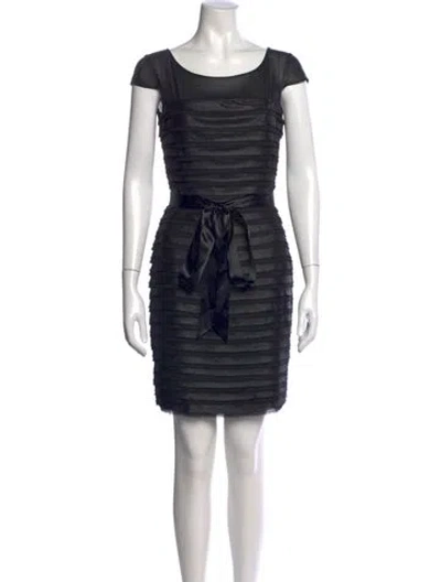 Pre-owned Andrew Marc Scoop Neck Mini Dress In Black