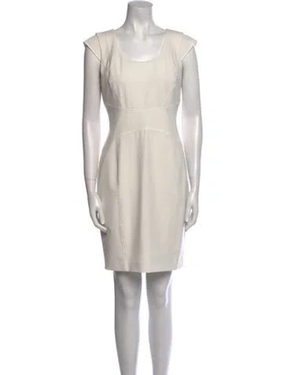 Pre-owned Andrew Marc Scoop Neck Mini Dress In Neutral