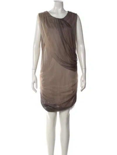 Pre-owned Andrew Marc Scoop Neck Mini Dress In Neutral