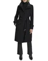 Andrew Marc Scout Wool Blend Trench Coat In Black