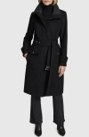 Andrew Marc Scout Wool Blend Trench Coat In Black