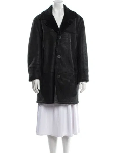 Pre-owned Andrew Marc Shearling Fur Coat In Black