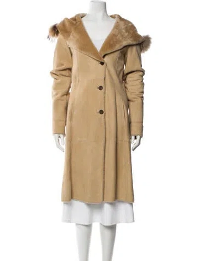 Pre-owned Andrew Marc Shearling Fur Coat In Yellow