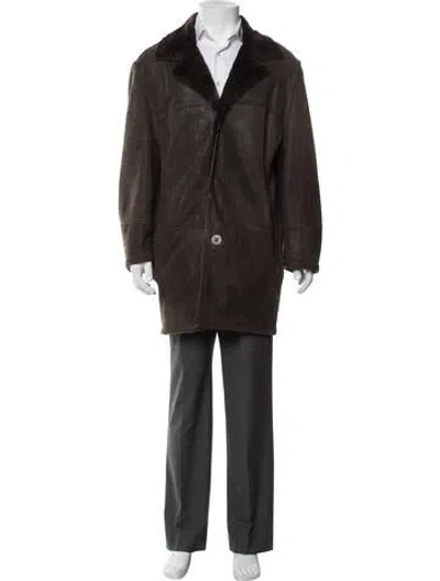 Pre-owned Andrew Marc Shearling Overcoat In Brown