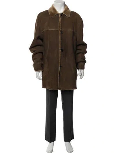 Pre-owned Andrew Marc Shearling Overcoat In Brown