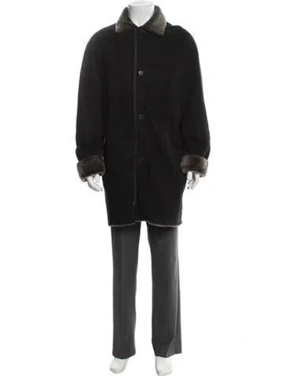 Pre-owned Andrew Marc Shearling Parka In Black