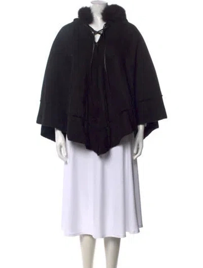 Pre-owned Andrew Marc Shearling Poncho In Black