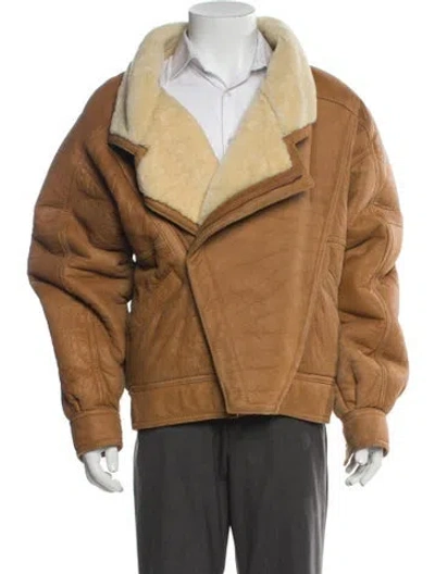 Pre-owned Andrew Marc Shearling Puffer Coat In Brown