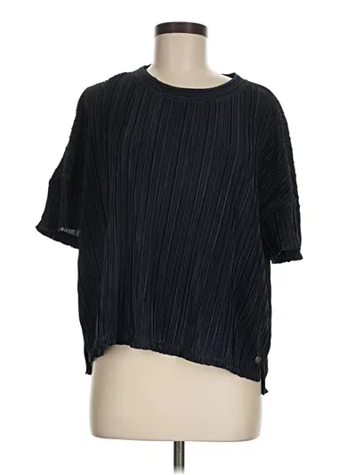 Pre-owned Andrew Marc Short Sleeve Blouse In Black