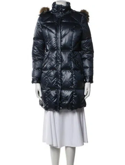 Pre-owned Andrew Marc Silk Down Coat In Blue