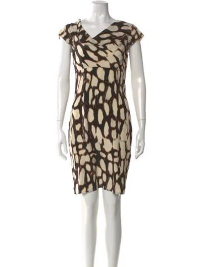 Pre-owned Andrew Marc Silk Knee-length Dress In Neutral