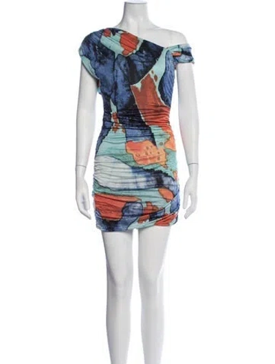 Pre-owned Andrew Marc Silk Mini Dress In Blue