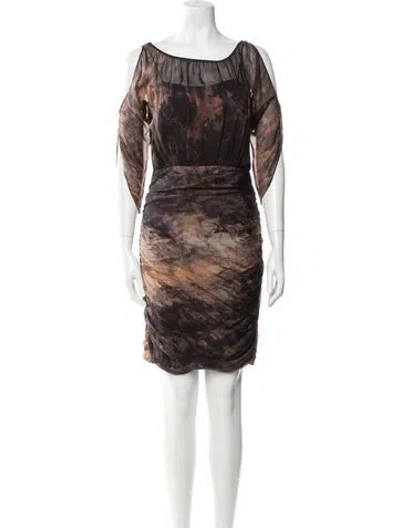 Pre-owned Andrew Marc Silk Mini Dress In Brown