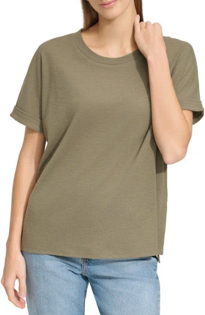 Andrew Marc Sport Boxy Crewneck T-shirt In Dusty Olive