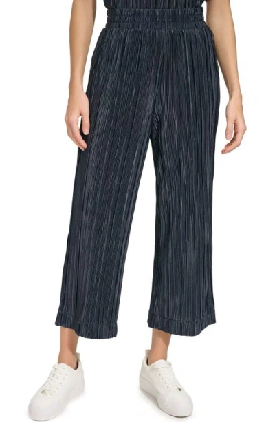 Andrew Marc Sport Crop Pull-on Plissé Pants In Ink