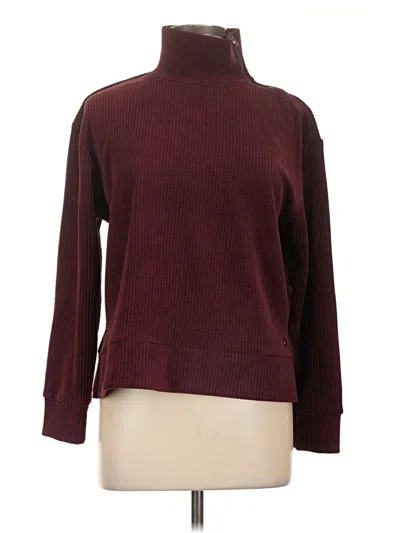 Pre-owned Andrew Marc Sport Long Sleeve Top Burgundy Turtleneck Tops
