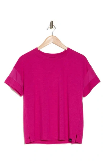 Andrew Marc Sport Marc New York Performance Mesh Sleeve Boxy T-shirt In Orchid