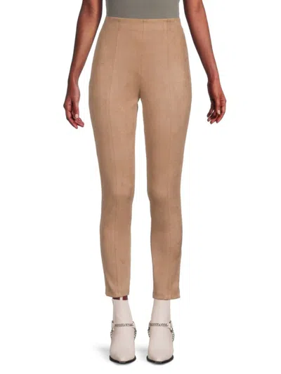 Andrew Marc Sport Women's Faux Suede High Rise Pull On Pants In Camel