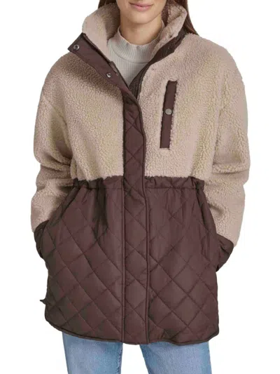 Andrew Marc Sport Women's Mixed Media Faux Fur Jacket In Beige Multicolor