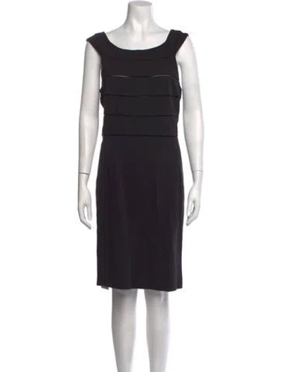 Pre-owned Andrew Marc Square Neckline Knee-length Dress In Black