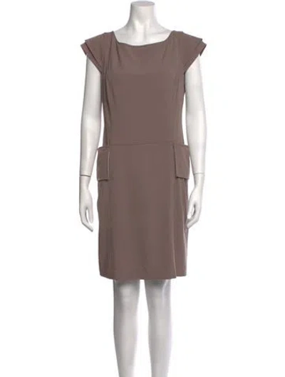 Pre-owned Andrew Marc Square Neckline Knee-length Dress In Neutrals