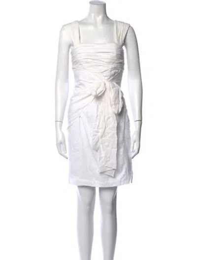 Pre-owned Andrew Marc Square Neckline Mini Dress In White