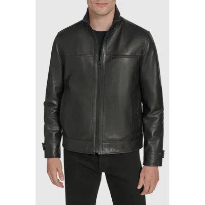 Andrew Marc Stand Collar Leather Jacket In Multi